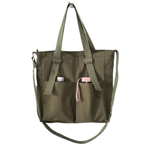 방수 대용량 캔버스 원 숄더 휴대용 버킷 가방 여성 메신저 가방 캐주얼 핸드백 (녹색)