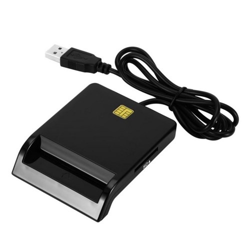 USB 2.0 스마트 카드 리더 CAC ID 은행 카드 Sim 카드, 8.5X6.5X1.2cm, 블랙, 플라스틱