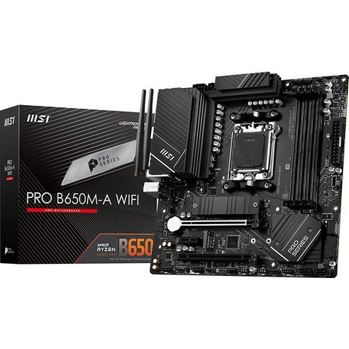 MSI PRO B650M-P ProSeries 마더보드 (AMD AM5 mATX DDR5 PCIe 4.0 M.2 SATA 6Gb/s USB 3.2 Gen 2 HDMI/, mATX_PRO B650M-A WIFI