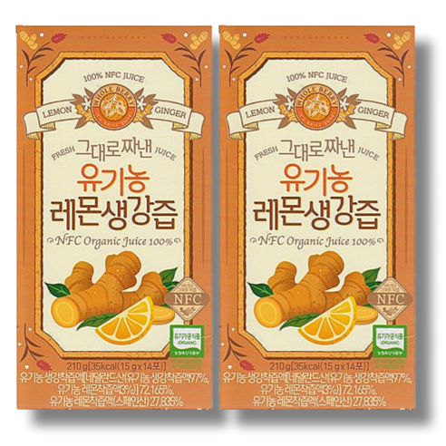 홀베리 그대로 짜낸 유기농 레몬 생강즙 14p, 2개, 420g