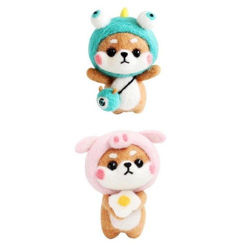 GHSHOP 2 팩 러블리 개 니들 펠팅 키트 초보자를 위한 양모 DIY 니들 크래프트, 설명한대로, 설명한대로, 다중
