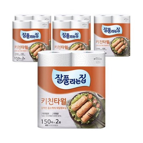 잘풀리는집 천연펄프 키친타올 150매, 300매, 12개