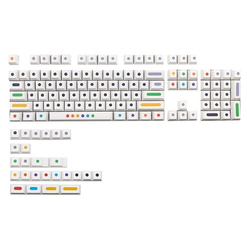 128 키 / 세트 흰색 컬러 도트 키 캡스 체리 프로필 PBT 키 캡 용 MX 스위치 기계 키보드 염료 승화 키, 하나, 하얀
