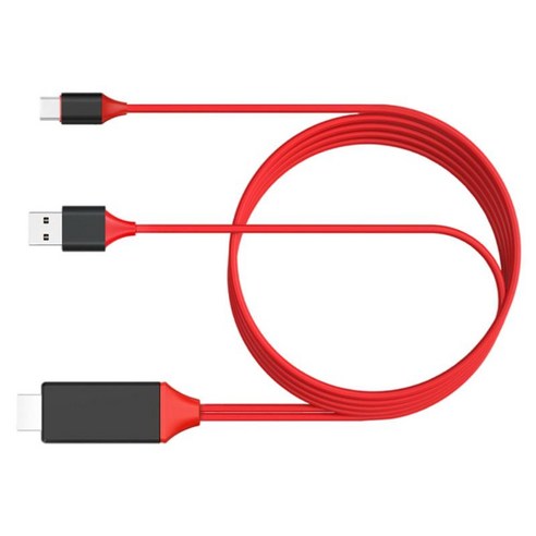 4K HD 유형 C-HDMI 케이블 변환기 충전 케이블 간단한 설치 USB 어댑터 어댑터 케이블 플러그 앤 플레이 휴대 전화, 레드 블랙, 2m, ABS
