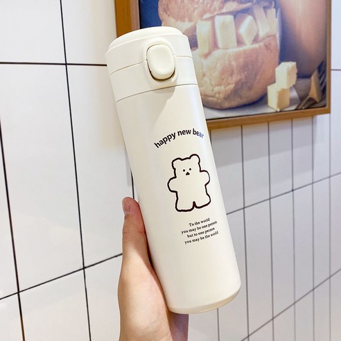 슬림핏 원터치 텀블러 진공 스텐 대용량 보온병, 450ml, A