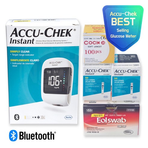 Accu-Chek 아큐첵 인스턴트 혈당측정기+시험지 100p+호환침 100p+알콜솜 100p, 1세트, 인스턴트SET
