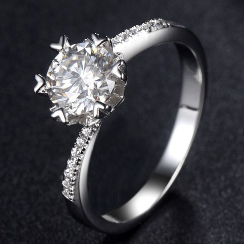 KORELAN 순은 반지 여자 팔꿈치 눈꽃 1 캐럿 모상 다이아몬드 반지 결혼 반지
