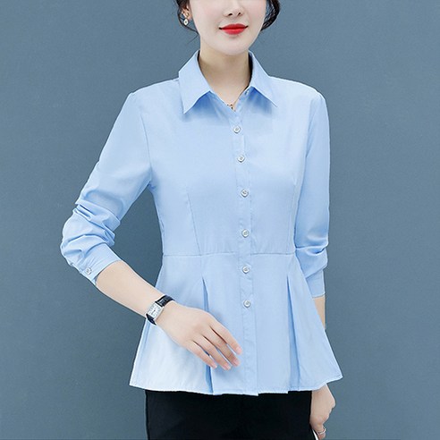 데일로엔 여성 핀턱 기본 와이셔츠 오피스 블라우스