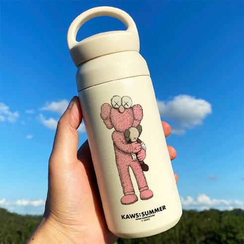 세서미 스트리트 휴대용 보온병 컵 kaws 패션 브랜드 ins 커플 학생 컵 맞춤 만화 유럽과 미국 진공 컵, BW1059 세서미 스트리트, 350ml 핸들 컵