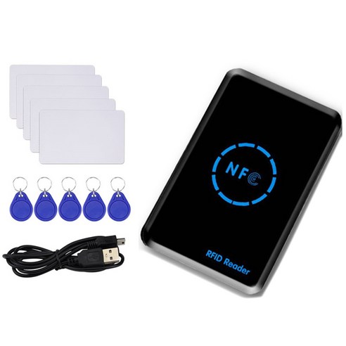 Monland RFID 복사기 125KHz 키 Fob NFC 스마트 카드 리더 작가 13.56MHz 암호화 프로그래머 USB UID T5577 EM4305, 검은 색