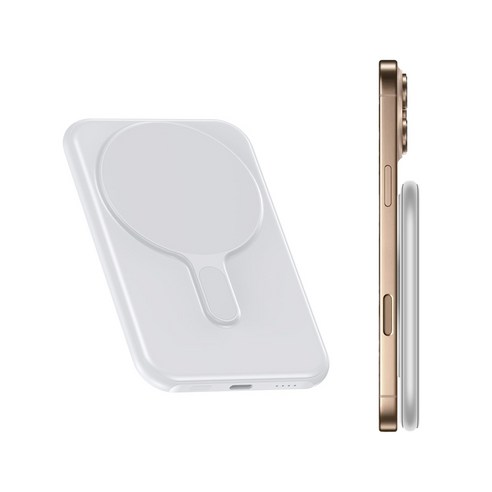 컴스마트 맥세이프 슬림 고속충전 보조배터리 5000mAh, 화이트, UB084