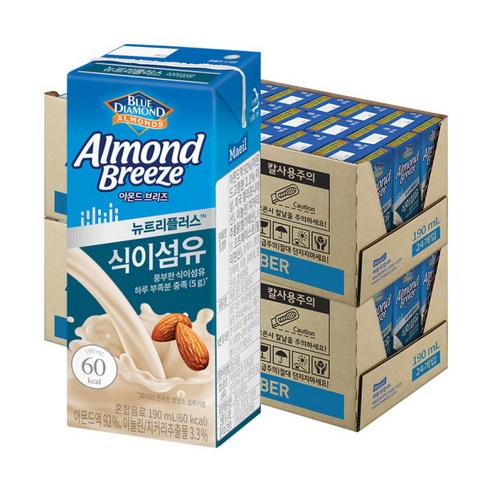 [매일유업] 아몬드브리즈 식이섬유 190ml 48팩, 48개