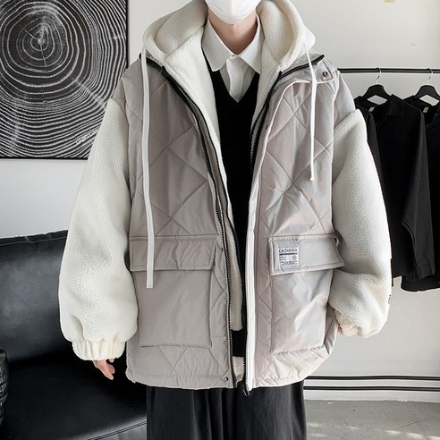 DFMEI 연인 코튼 패딩 코트 유행 브랜드 겨울 의류 양털 안감 두꺼운 코튼 패딩 코트 트렌디 느슨한 따뜻한 코튼 패딩 코트 양고기 코트