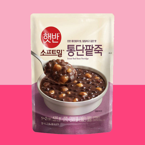 비비고죽 햇반죽(햇반소프트밀) 20. 통단팥죽(파우치), 4개, 420g