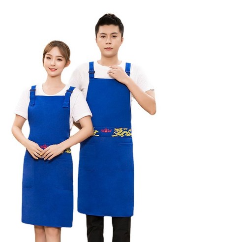 ANKRIC 방수앞치마 멜빵 앞치마 면자수 용봉방유서비스 직원복종하다, 푸른