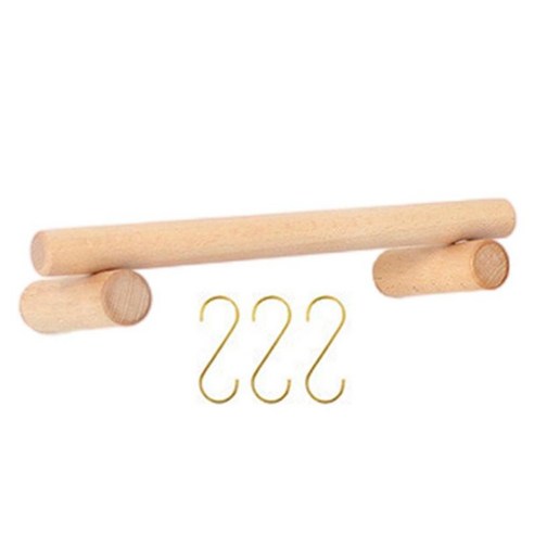 주방 수건 홀더 Accs에 대 한 3pcs S 자 모양 후크와 나무 수건 선반 보관 랙, 45cm, 다중, 목재