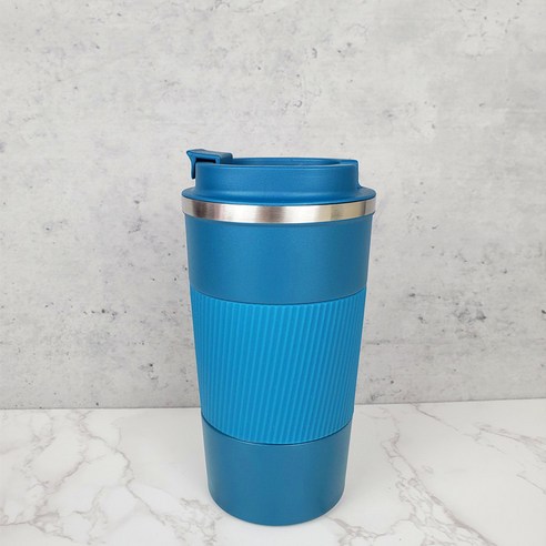 KORELAN공급 304 스테인리스강 커피잔 큰 입 보온컵 창의 자동차컵 플라스틱, 청색, 510ml