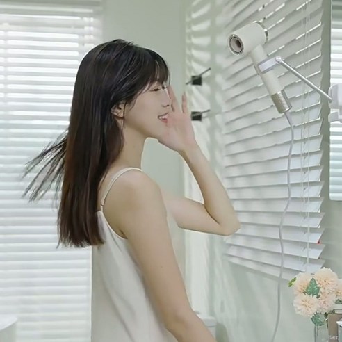 두손자유 호텔식 헤어 욕실 드라이기 거치대 무타공 각도조절, 1개, 화이트