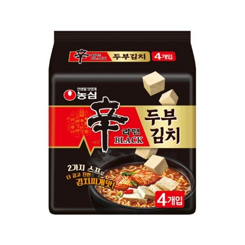 농심 신라면블랙두부김치(멀티팩) (127g x4입) 1세트 자취템 쏘울푸드 분식 학생 완내스 쏘울푸드, 9개 두부면 Best Top5