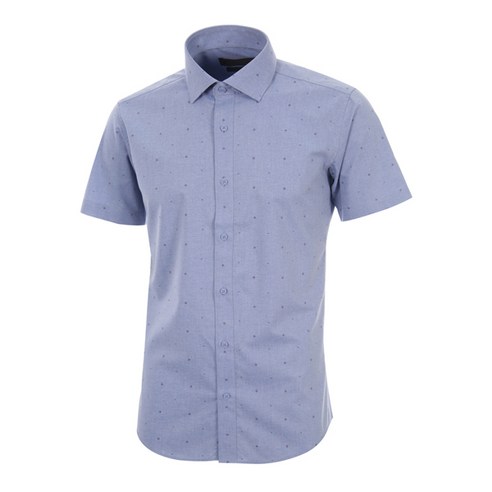 로베르타디까메리노 남성용 TC 스판 카치온 프린트 슬림핏 블루 반소매 셔츠 RN2-453-2