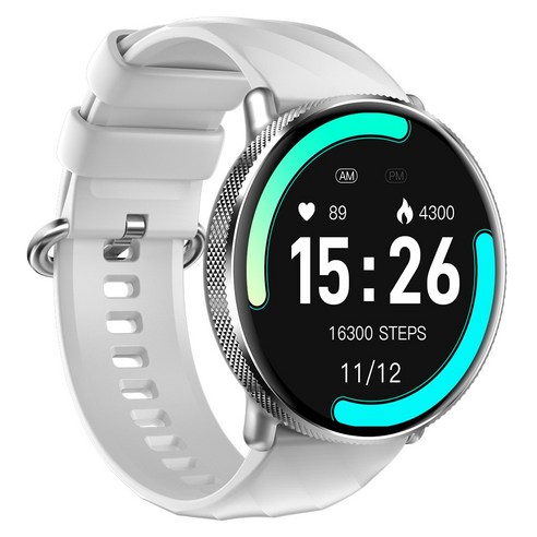와피크 스마트워치 Y8 블루투스 통화가능 AMOLED 고화질 한글판, 실버, 3.6cm, GPS + 블루투스