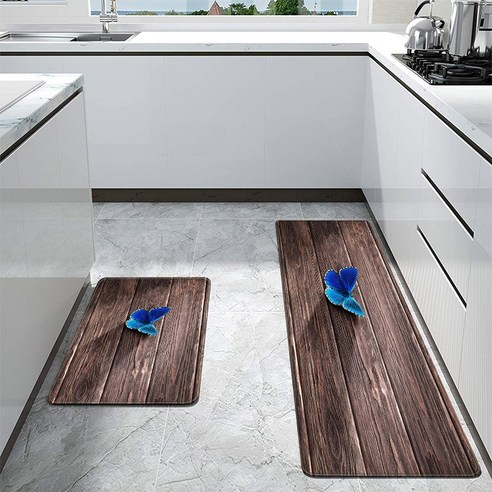 파란 나비 3D 인쇄 된 부엌 깔개 문 매트 복도 목욕 매트 Anti-slip 지역 마루 깔개 거실 뜨거운 판매 침실 Doormat, 40센치메터x60센치메터, CH001776
