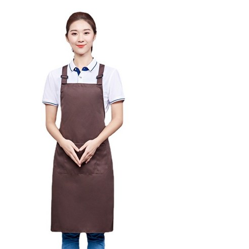 ANKRIC 방수앞치마 호텔 웨이터 작업 앞치마 방유 및 방오 이중 어깨 끈 조절 앞치마, 커피 색상