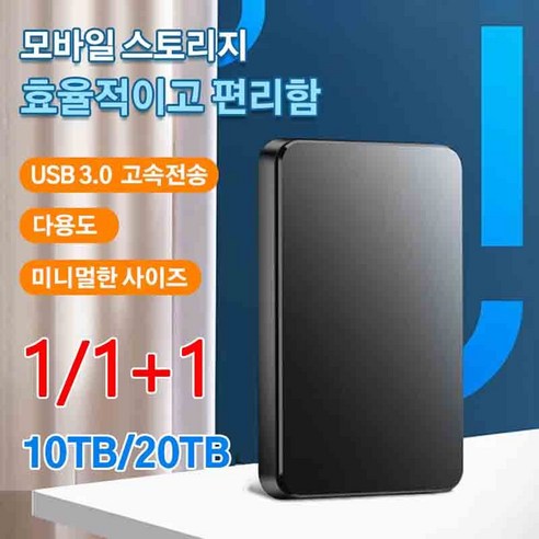 1/1+1 외장하드 휴대용 이동식 하드디스크 USB 대용량 메모리, 10TB(2개)