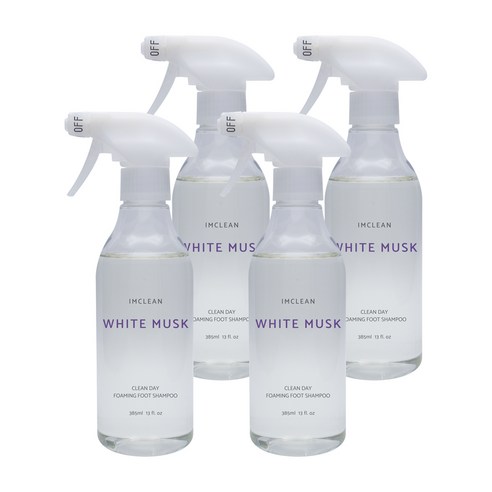 아임클린 클린데이 거품형 풋샴푸 화이트머스크 385ml, 4개