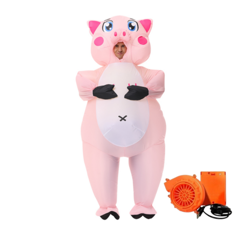 더루비샵 에어슈트 할로윈 코스프레의상 공룡풍선옷, 1개, L(키150-190) 핑크꿀꿀이 에어슈트