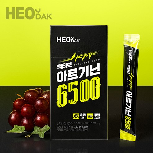 허경환 액티브 아르기닌 고함량 6500mg 액상스틱 포도맛, 20g, 15개