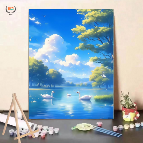 1013 DIY 유화 DIY 명화그리기 DIY 선물 40 x 50cm (액자+색칠하기도구+삼각대), 1013-4, 1개