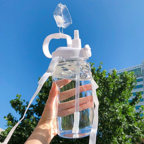 【휴대용 물병】물 컵 여성 슈퍼 대용량, 화이트 1.3L