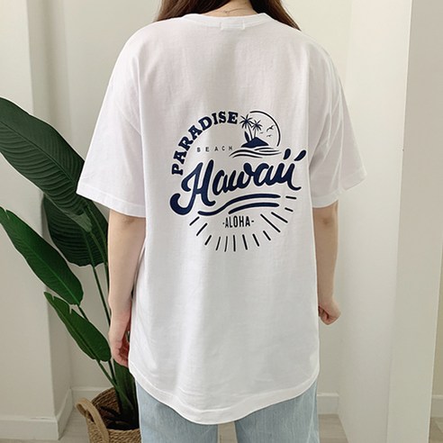 티데일리 남녀공용 파라다이스 20수 오버핏 반팔 라운드 티셔츠