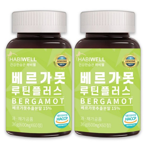 하비웰 베르가못 추출물 BPF 폴리페놀 지중해식단 루틴플러스 HACCP 식약처 인증, 4개, 60정