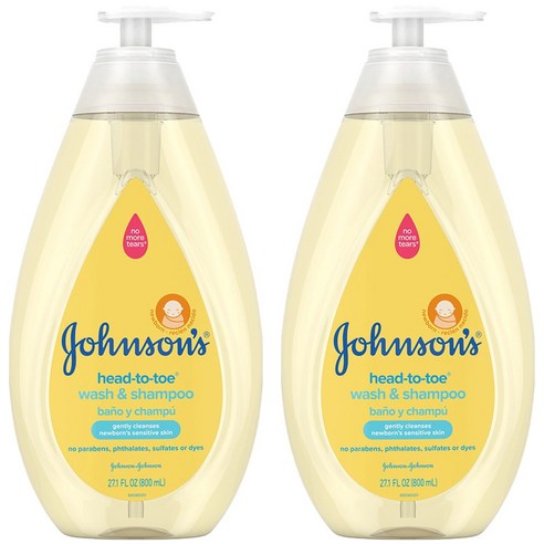 Johnsons 존슨즈 헤드투토 신생아 워시 앤 샴푸 티어프리 800ml 2팩 Head to Toe newborn Wash & Shampoo, 1개