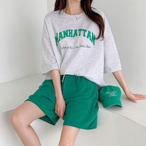 [디오브] 맨하탄 오버핏 트레이닝 세트 여성 여름 츄리닝