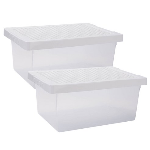 HK.sell 다용도 블럭 박스 장난감 레고 정리함 2P, 흰색