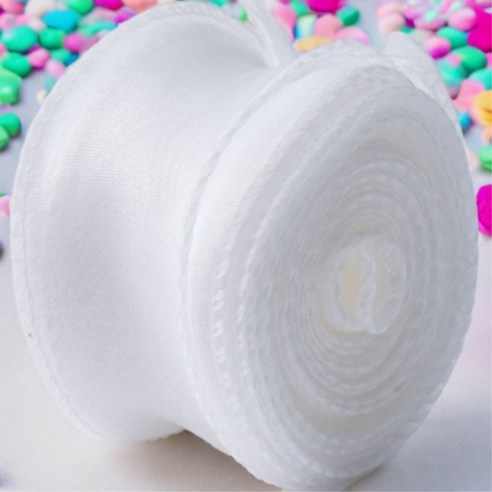 상일상회 오간디 리본 크리스마스 트리 고급 감성 생일 선물 포장 끈, 화이트, 40mm*9m, 2개