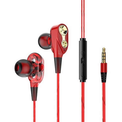 비켄 인터페이스 듀얼 액션 서킷 와이어 헤드셋 이어폰 3.5mm, Red, VE-602