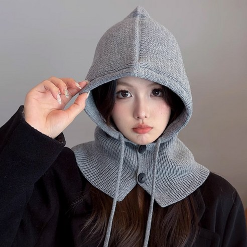 에디스 겨울 니트 바라클라바 넥 워머 발라클라바, 그레이