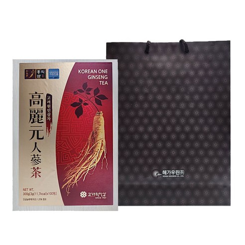 (고려원) 고려인삼차100포 (나무상자 ) + 쇼핑백포함+499ru, (고려원) 고려인삼차100포 (나무상자 ) + 쇼핑백포, 1, 300g