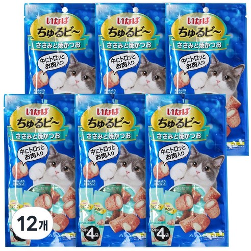 이나바 챠오 츄르비 고양이간식, 40g, 12개, (QSC-273)닭가슴살&구운 가다랑어