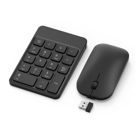 [시요] 충전식 무선 숫자 패드 및 마우스 콤보 2.4GHz USB 숫자 키패드 및 마우스 노트북 PC 데스크탑 노트북용, English Layout, 하나, 하나