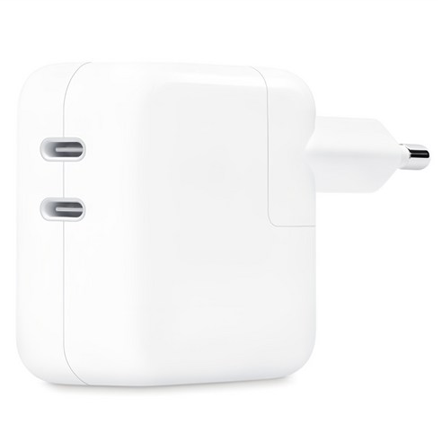 Apple 35W 듀얼 USB-C 포트 전원 어댑터 MW2K3KH/A, 화이트, 1개