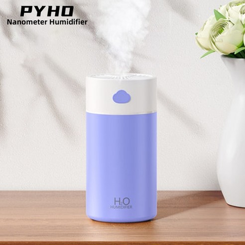 PYHO 미니 가습기 대용량 무선 USB 휴대용가습기 사무실 가정용, 푸른 색
