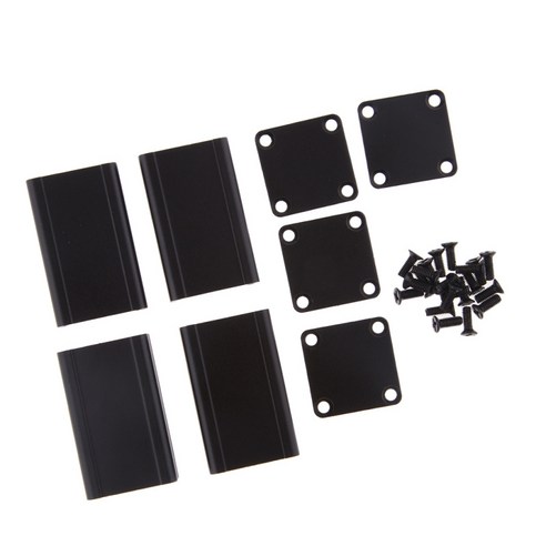 2x 압출 인클로저 알루미늄 케이스 박스 DIY 프로젝트 장치 홀더 40x25x25mm, 블랙, 50x25x25mm