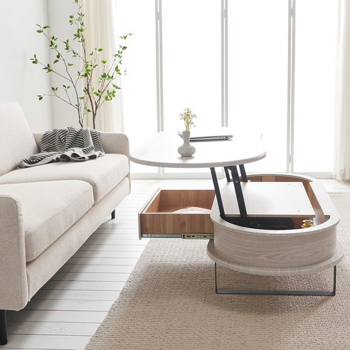 좁은 거실, 청사초롱 리프트 테이블 하나로 공간 활용 끝!