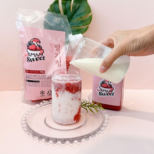 딸기퓨레 딸기청 홈카페 만들기 딸기라떼 에이드 스무디 수제청, 1kg