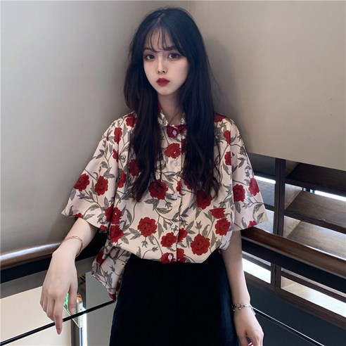 KORELAN 일본어 빈티지 반팔 셔츠